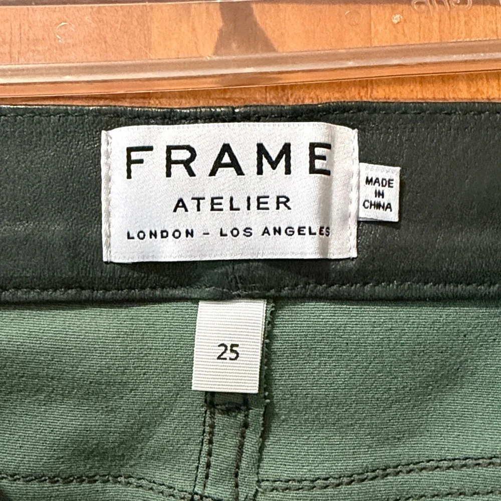 FRAME Le Skinny De Jeanne Green Lamb Leather Pants - Picture 3 of 6
